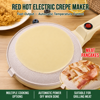 Crêpière électrique en céramique à plaque plate ronde à chauffage rapide avec arrêt automatique et surface antiadhésive facile à démouler