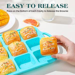 MUYULINS Factory 12-cup LFGB non-stick BPA Free metal reinforced frame square <b>silicone</b> cake pan American muffin tray <b>baking</b> - Product Image 4
