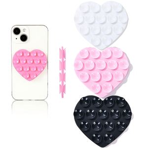 Heart Shape Phone Holder Suction Cup Stand Double Sided Non Slip Phone Mount Portable Reusable Silicone Suction <b>Pad</b> for Case - Product Image 1