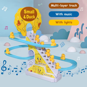 Jumon Baby Game Auto Sliding Railway Track Roller Coaster Slot Little Yellow Small Duck Climbing Stairs Eco-friendly Toy JET-50 - Product Image 2