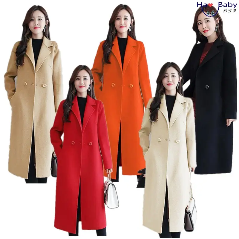 Women's Autumn and Winter New Korean Version Large Size Loose Temperament All-match Thin Medium and Long Woolen Coat