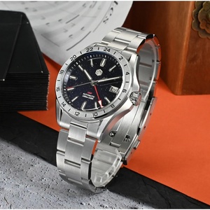 San Martin 39mm Natural Gemstone Dial Men Watch Mechanical NH34 <b>Automatic</b> GMT <b>Wristwatch</b> Luxury Sapphire BGW-X1 Swim SN0129B - Product Image 3