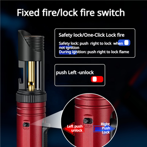 Briquet torche à gaz à flamme de jet rouge butane longue durée en gros briquet multifonctionnel rechargeable cadeaux de cigarettes intégrés - Product Image 4