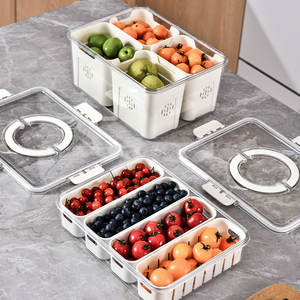 Voedselkwaliteit Keuken Ingrediënt Draagbare Koelkast Opbergdozen Plastic, Snackschotels Doorzichtige Organizer Plateau <span class=keywords><strong>Box</strong></span> Met Lade Inzetstuk - Product Image 5
