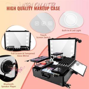 Nghệ sĩ chuyên nghiệp Xe đẩy <span class=keywords><strong>Studio</strong></span> miễn phí đứng lớn trang điểm Train trường hợp với loa màu đen cán trang điểm trạm hộp - Product Image 4