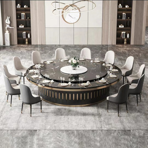 Mesa de Comedor Redonda Grande, Moderna y Ligera, con Plato Giratorio Eléctrico, Ideal para 12 Personas, Familias Numerosas u Hoteles - Product Image 1