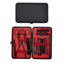 Ensemble de manucure 18 en 1, ensemble de pédicure professionnel, ciseaux à ongles, kit de toilettage avec étui de voyage en cuir, or rose