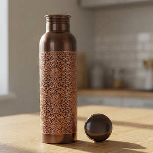Bouteille d'eau en cuivre hautement isolée et écologique avec couvercle, paille et infuseur à thé, anti-corrosion, pour l'école et le bureau, compatible lave-vaisselle - Product Image 1