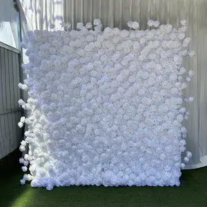 A-FW049 Wedding Artificial Flower Wall Backdrop 8ft X 8ft Roll Up Flower Wall Panel Silk Flower Wall For Event Decoration