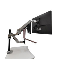 Support triple moniteur réglable en hauteur, 3 supports de moniteur étendus, supports de bureau, installation pour deux moniteurs et un ordinateur portable