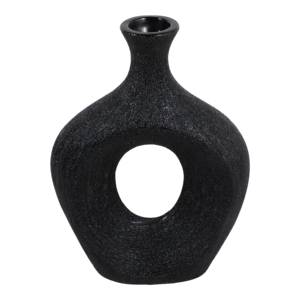 Vaso in ceramica con intaglio ovale, decorazione moderna per soggiorno, camera da letto, ufficio, tavolo, alto, nero - Product Image 5