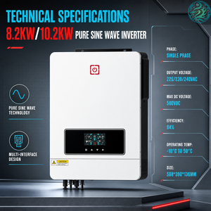 Inversor <span class=keywords><strong>Híbrido</strong></span> de Onda Sinusoidal Pura de Alta Eficiencia de 8.2kW 10.2kW 220V con Doble MPPT para Sistemas de Energía Solar Doméstica - Product Image 1