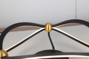 โคมไฟเพดาน LED สีดำพร้อมรายละเอียดทองเหลืองสำหรับห้องนั่งเล่นสำหรับบ้านที่ทันสมัย - Product Image 4