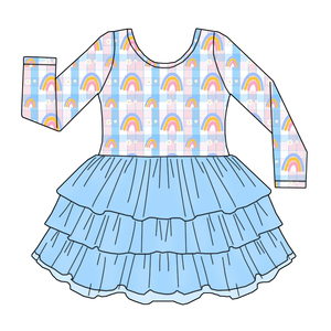 Abito Estivo di Alta Qualità per Bambine con Motivi Floreali, Maniche Lunghe, Morbido Pizzo a Tre Strati, Vestito in Tulle per Bambine - Product Image 2