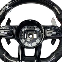 Volant sport personnalisé à 4 branches en fibre de carbone forgée et cuir perforé pour Mercedes-Benz Classe C W212 W213 W205 W247