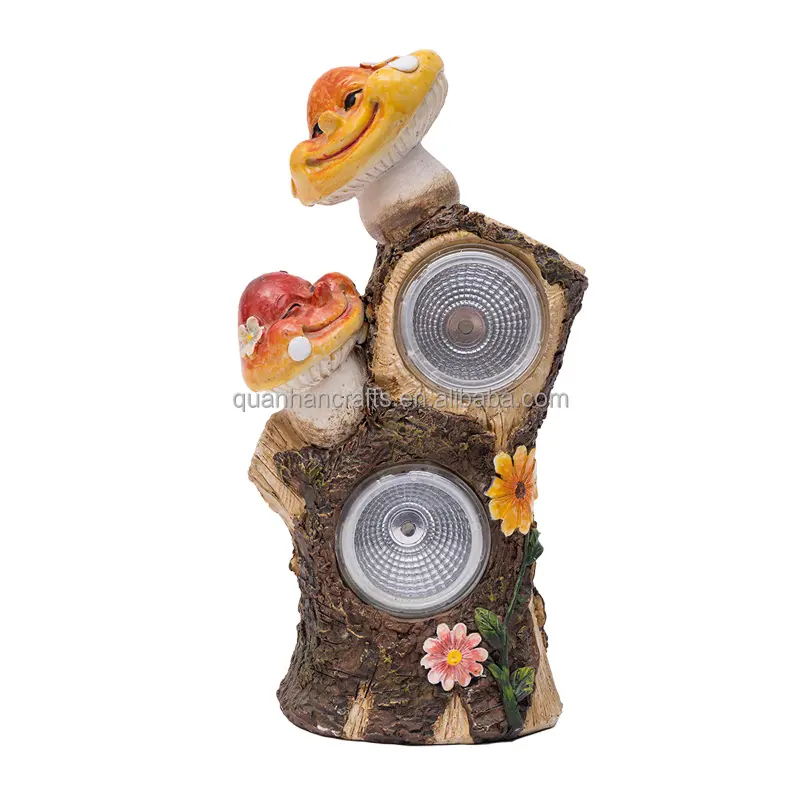 Tuinbenodigdheden Hars Handwerk Vogel Ornament Creatieve Zonne-Lamp Schattige Paddenstoel Beeldje Interieur