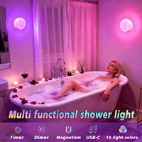 Lumière de douche LED sans fil rechargeable RGB multicolore changeante en ABS pour salles de bain, placards, chambres et salons