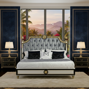 Cama King Size Tapizada en Madera de Caoba Sólida de Primera Calidad, Muebles de Dormitorio Modernos y Clásicos de Lujo para Apartamento, Hechos a Mano en Indonesia para Exportación - Product Image 6