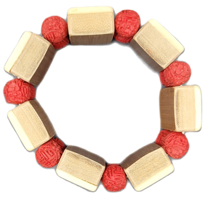 Antique <b>Inspired</b> Wooden Mah Jongg Tile Stretch <b>Bracelet</b> - Product Image 1