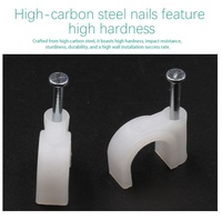 HDS Lot de 100 attaches-câbles avec kit de clous en acier, clous en U ronds OD : 6mm/7mm/8mm/10mm, attaches pour la gestion des câbles et fils