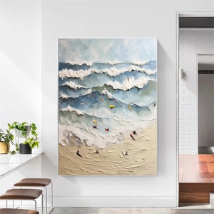 Peinture murale 3D texturée faite à la main, paysage marin et paysage enneigé, décoration pour la maison et l'hôtel, cadeau de pendaison de crémaillère - Product Image 1