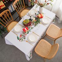 Nappe de Noël à fleurs Poinsettia personnalisable pour intérieur/extérieur Tissu résistant aux éclaboussures avec techniques tissées
