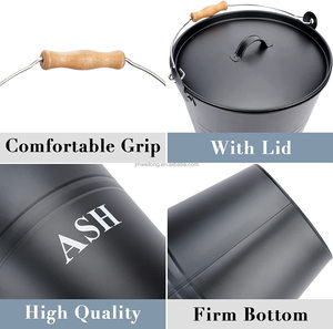 ถังขี้เถ้าพร้อมฝาปิด พลั่วและไม้กวาด ถังถ่านสำหรับเตาผิง ชุดเครื่องมือสำหรับเตาผิง เตาเผาไม้ ถังใส่ฟืน - Product Image 5