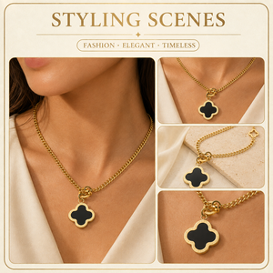 Collar de Oro con Flores Negras para Mujer, Joyería para Eventos Empresariales y Nocturnos, Fabricante - Product Image 2