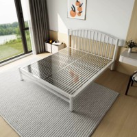 Cadres de lit double modernes et minimalistes en acier inoxydable Foshan JUNYI modèle 304201, avec sommier à lattes amovible et multi-usages, 1800x1900mm