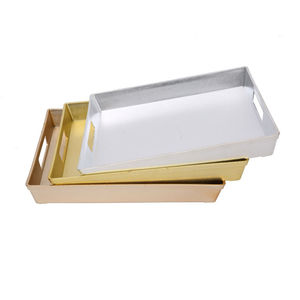 Plateaux en plastique isolants à poignée dorée et argentée de luxe, <span class=keywords><strong>assiette</strong></span> à dîner pour le service de <span class=keywords><strong>mariage</strong></span> - Product Image 1