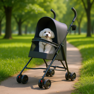 Poussette pliable pour animaux de compagnie, légère, en maille, capacité de 15 kg, pour petits chiens et chats, utilisation en extérieur - Product Image 2