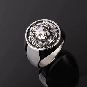 Anillos Gruesos Personalizables de Acero Inoxidable con Cabeza de León Chapados en Oro para Hombre, Estilo Hip Hop - Product Image 1