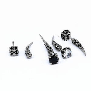 Pendientes yunnique con forma de púa, diseño de colmillos, color blanco y negro, estilo geométrico, joyería de moda - Product Image 3