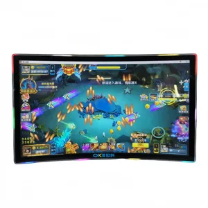 OKE alta Qualidade 4K 4096*4096 PCAP touch screen 43 polegada 3M gaming Curvo Touch Monitor com Luz LED