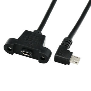 Haute qualité <span class=keywords><strong>Micro</strong></span> 5pin USB mâle à femelle avec trous de montage sur panneau à vis V8 câble d'extension à 90 degrés - Product Image 3