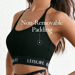 Ladymate ODM/OEM Camiseta Sin Mangas Con Para Mujer Femmes Plain No Show Bralette Seamless Hanging Neck Letter Wireless Bra - Product Image 2