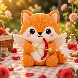 Peluche de Zorro Cupido <span class=keywords><strong>Kawaii</strong></span> con Flecha de Corazón y Alas para Regalo de San Valentín y Decoración con Temática de Amor - Product Image 1