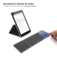 Keyboard Lipat dengan Touchpad, Keyboard Nirkabel Portabel Isi Ulang untuk iPad iOS Android Windows Tablet PC