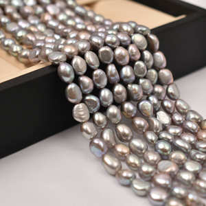 Perles d'eau douce naturelles irrégulières à deux faces, semi-finies, faites à la main, en pierre grise de forme baroque, accessoire de bricolage - Product Image 1