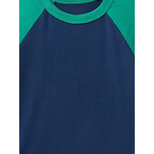 Men's 100% Cotton Solid Knitted Raglan T-Shirt Contrast Sleeve O-Neck Short Sleeve Tee Breathable Blank Custom Logo Casual Wear - Product Image 2