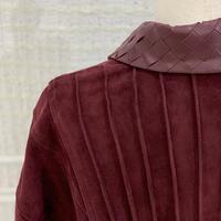Veste en daim rétro tissée à la main pour femme, rouge bordeaux, coupe ample, épaules tombantes, ourlet élastique, style décontracté