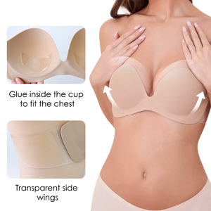 Soutiens-<span class=keywords><strong>gorge</strong></span> sans couture invisibles à décolleté plongeant en V profond, push-up, auto-adhésifs, réutilisables, sans dos, en <span class=keywords><strong>dentelle</strong></span>, amovibles, grandes tailles - Product Image 5