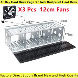 Jaula de disco duro de 16 bahías de <span class=keywords><strong>3</strong></span>,<span class=keywords><strong>5</strong></span> pulgadas, soporte de apilamiento de <span class=keywords><strong>HDD</strong></span> de hierro a prueba de herrumbre, bandeja de hierro clásica para PC, carcasa de ventiladores de 12Cm - Product Image 6