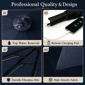 Sombrilla Plegable con Enfriamiento por Vaporización y Carga para Teléfono, 97cm, 8 Varillas, Diseño Minimalista para Clima Cálido - Product Image 2