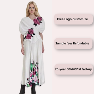 Vestido de Fiesta Elegante Francés para Mujer, con Estampado Floral de Rosas, de Alta Gama, Personalizable, para el Verano - Product Image 2