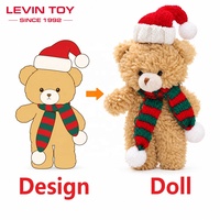 Ours en peluche personnalisé pour Noël avec chapeau de Père Noël et écharpe tricotée, cadeau promotionnel de vacances OEM ODM