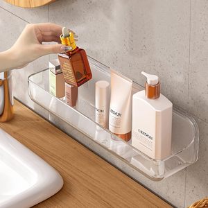 Support de douche mural en acrylique, étagère adhésive transparente sans perçage pour les murs suspendus, étagère de salle de bain en acrylique avec ruban adhésif - Product Image 1