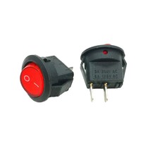 Interrupteur à bascule rond KCD11 2 broches 3A/250V SPST, contact en cuivre, ouverture 15mm, rouge, éclairé, commande marche-arrêt pour appareils électroménagers