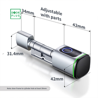 Serrure de porte électronique Doorplus avec cylindre de sécurité, bouton, carte-clé, code numérique et empreinte digitale