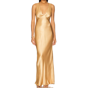 slim fit dress slacks Woman Metallic Gold Illa Slip Dress 100399 main image 0